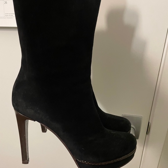 Italian suede stiletto platform booties - Picture 1 of 4